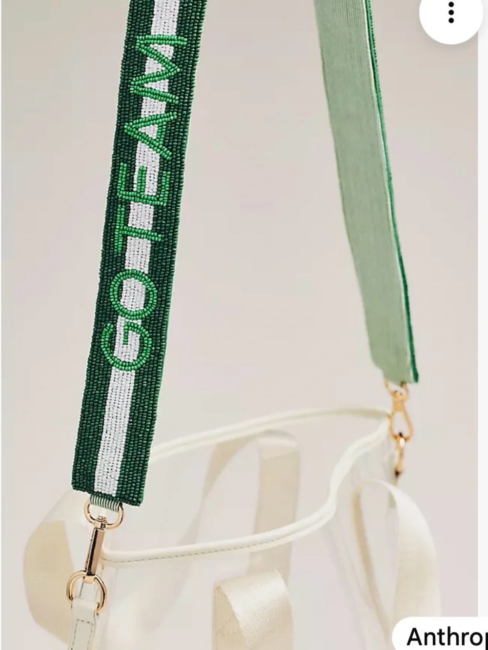 Anthropologie Go Team Red Beaded Purse Strap with Cream Stripe $88